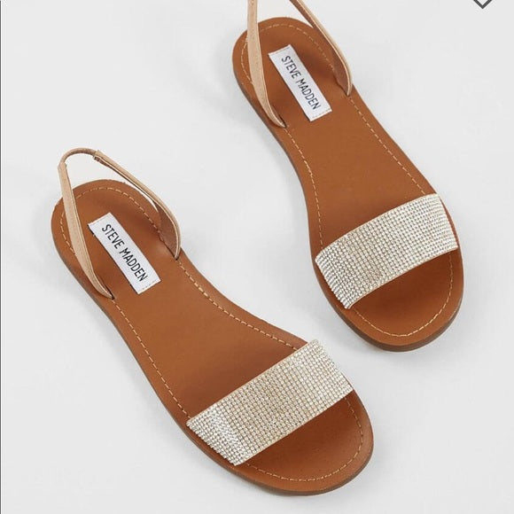Rock Tan Rhinestone Flat Sandals – Shop Seven North Ak